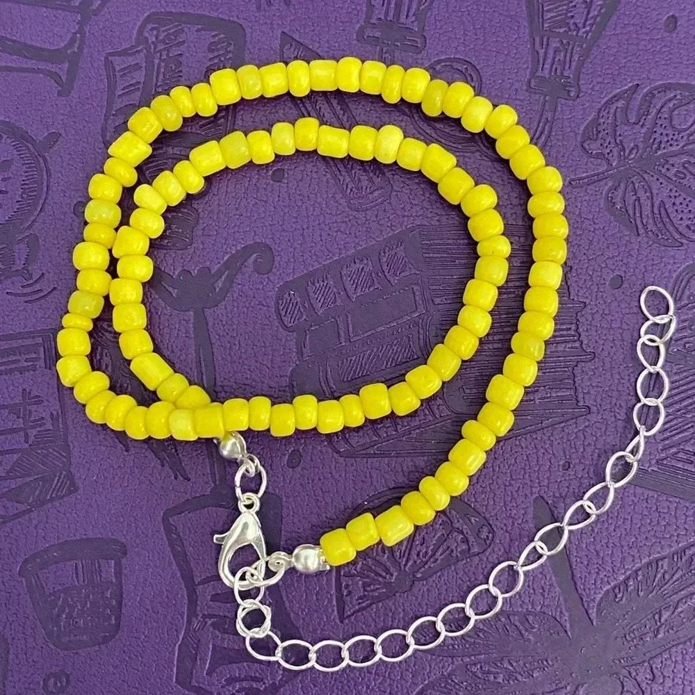 Handmade Yellow Seed Bead Choker Necklace
